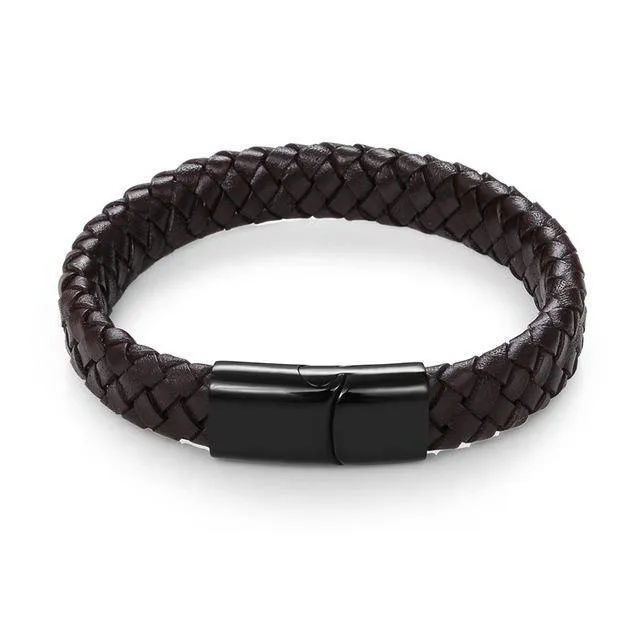 Sleek Men's Braided Leather Bracelet