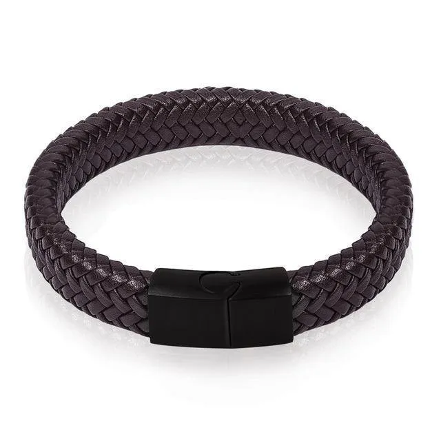 Sleek Men's Braided Leather Bracelet