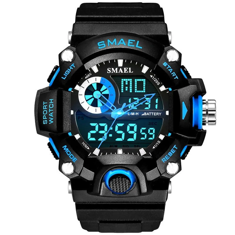 SMAEL Men Sports Watches Dual Display Analog Digital LED Electronic Quartz Wristwatches Waterproof Military Watch Мужские часы