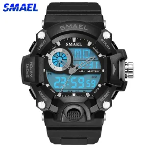 SMAEL Men Sports Watches Dual Display Analog Digital LED Electronic Quartz Wristwatches Waterproof Military Watch Мужские часы
