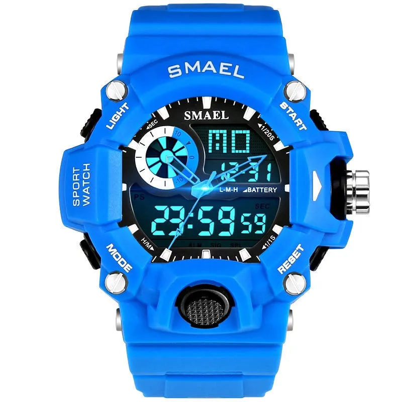 SMAEL Men Sports Watches Dual Display Analog Digital LED Electronic Quartz Wristwatches Waterproof Military Watch Мужские часы