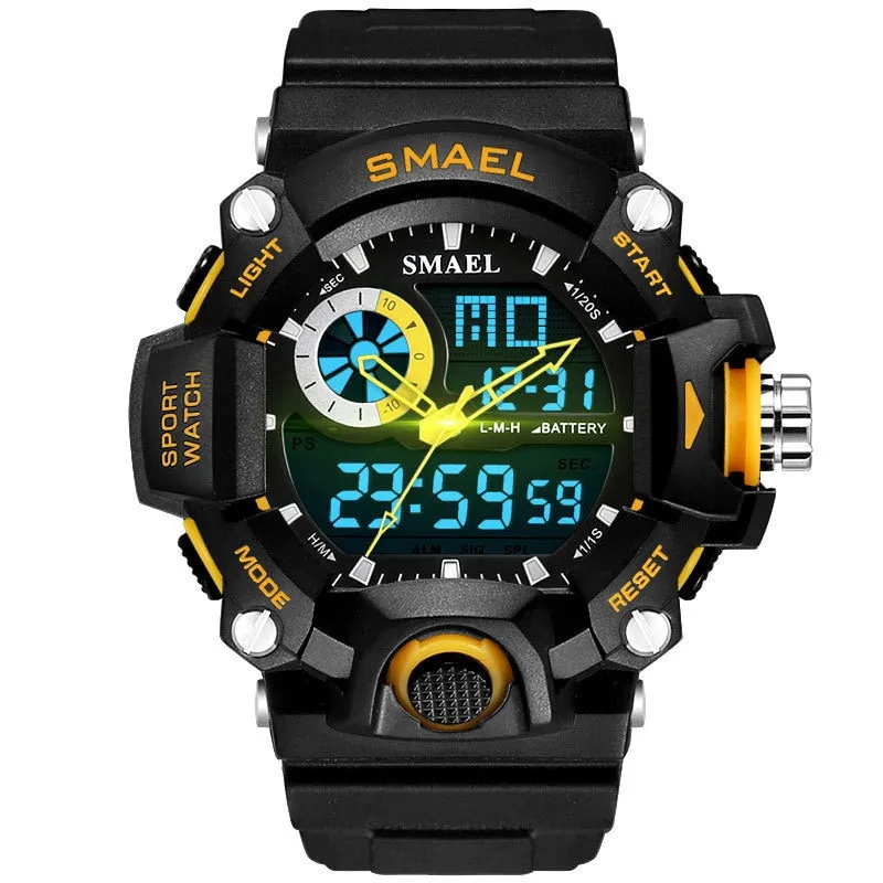 SMAEL Men Sports Watches Dual Display Analog Digital LED Electronic Quartz Wristwatches Waterproof Military Watch Мужские часы