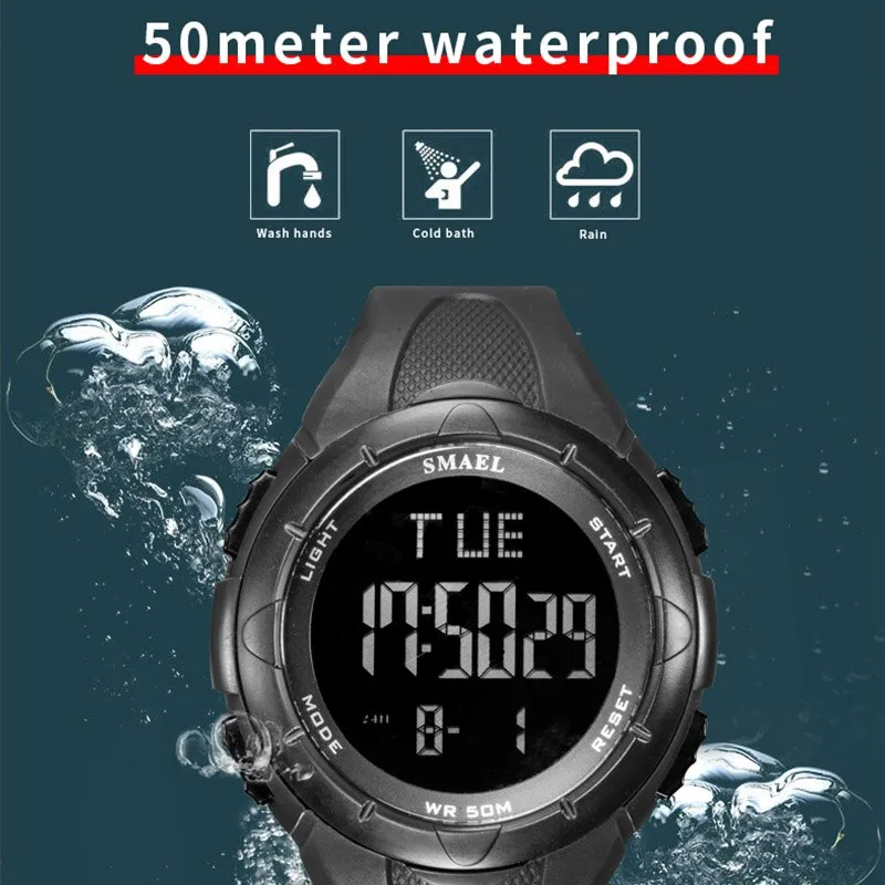 SMAEL New Military Outdoor Mens Watches LED Digital Display Silicone Waterproof Sport Watch Men Wrist Watch Relogio Masculino