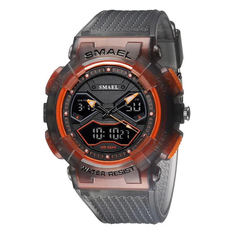 SMAEL Sports Quartz Digital Watches Men Dual Display Waterproof Wristwatch Mens Military Army Clock Male Stopwatch Student Gift