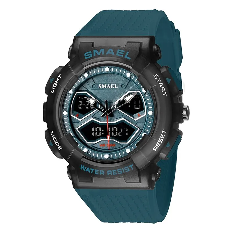 SMAEL Sports Quartz Digital Watches Men Dual Display Waterproof Wristwatch Mens Military Army Clock Male Stopwatch Student Gift