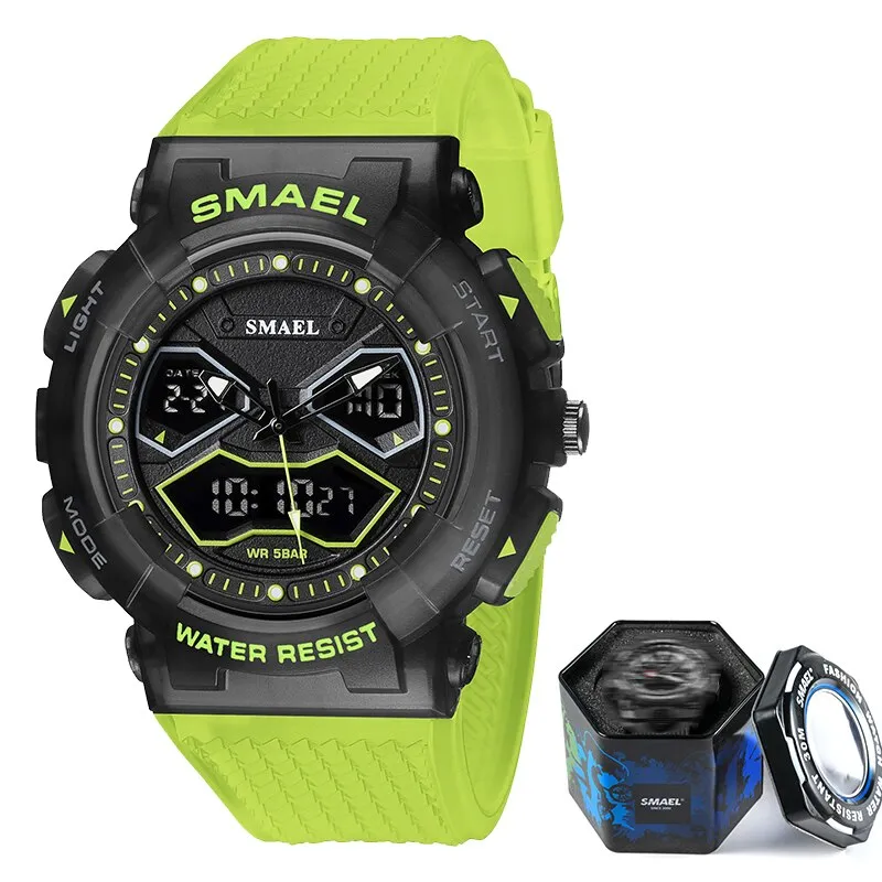 SMAEL Sports Quartz Digital Watches Men Dual Display Waterproof Wristwatch Mens Military Army Clock Male Stopwatch Student Gift