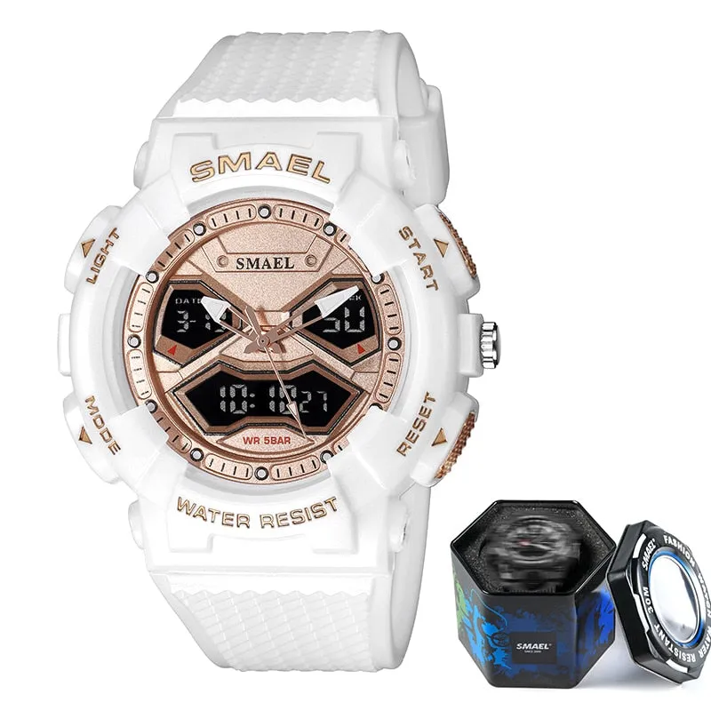 SMAEL Sports Quartz Digital Watches Men Dual Display Waterproof Wristwatch Mens Military Army Clock Male Stopwatch Student Gift