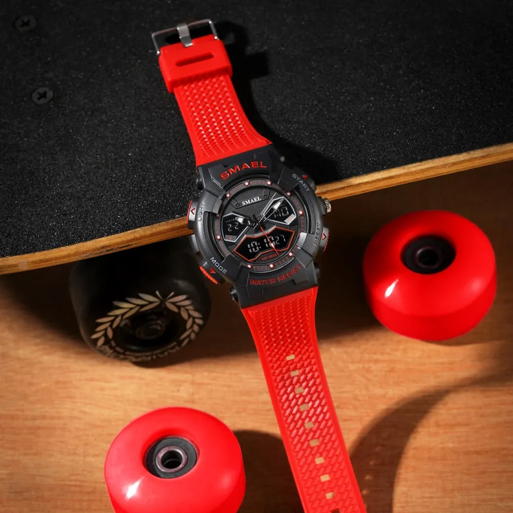 SMAEL Sports Quartz Digital Watches Men Dual Display Waterproof Wristwatch Mens Military Army Clock Male Stopwatch Student Gift