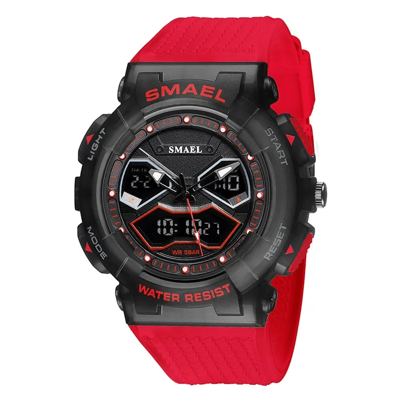 SMAEL Sports Quartz Digital Watches Men Dual Display Waterproof Wristwatch Mens Military Army Clock Male Stopwatch Student Gift