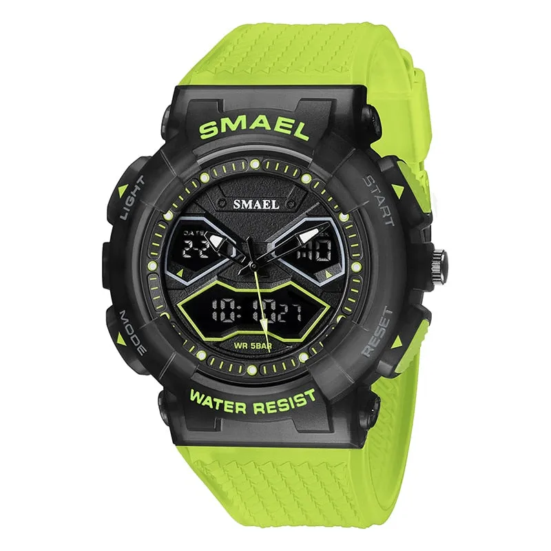SMAEL Sports Quartz Digital Watches Men Dual Display Waterproof Wristwatch Mens Military Army Clock Male Stopwatch Student Gift