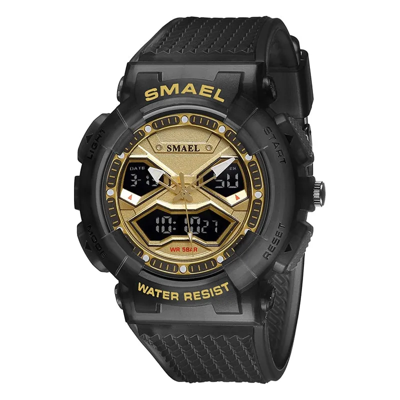 SMAEL Sports Quartz Digital Watches Men Dual Display Waterproof Wristwatch Mens Military Army Clock Male Stopwatch Student Gift
