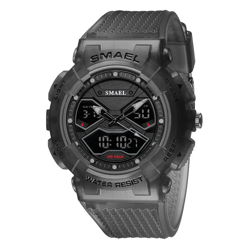 SMAEL Sports Quartz Digital Watches Men Dual Display Waterproof Wristwatch Mens Military Army Clock Male Stopwatch Student Gift