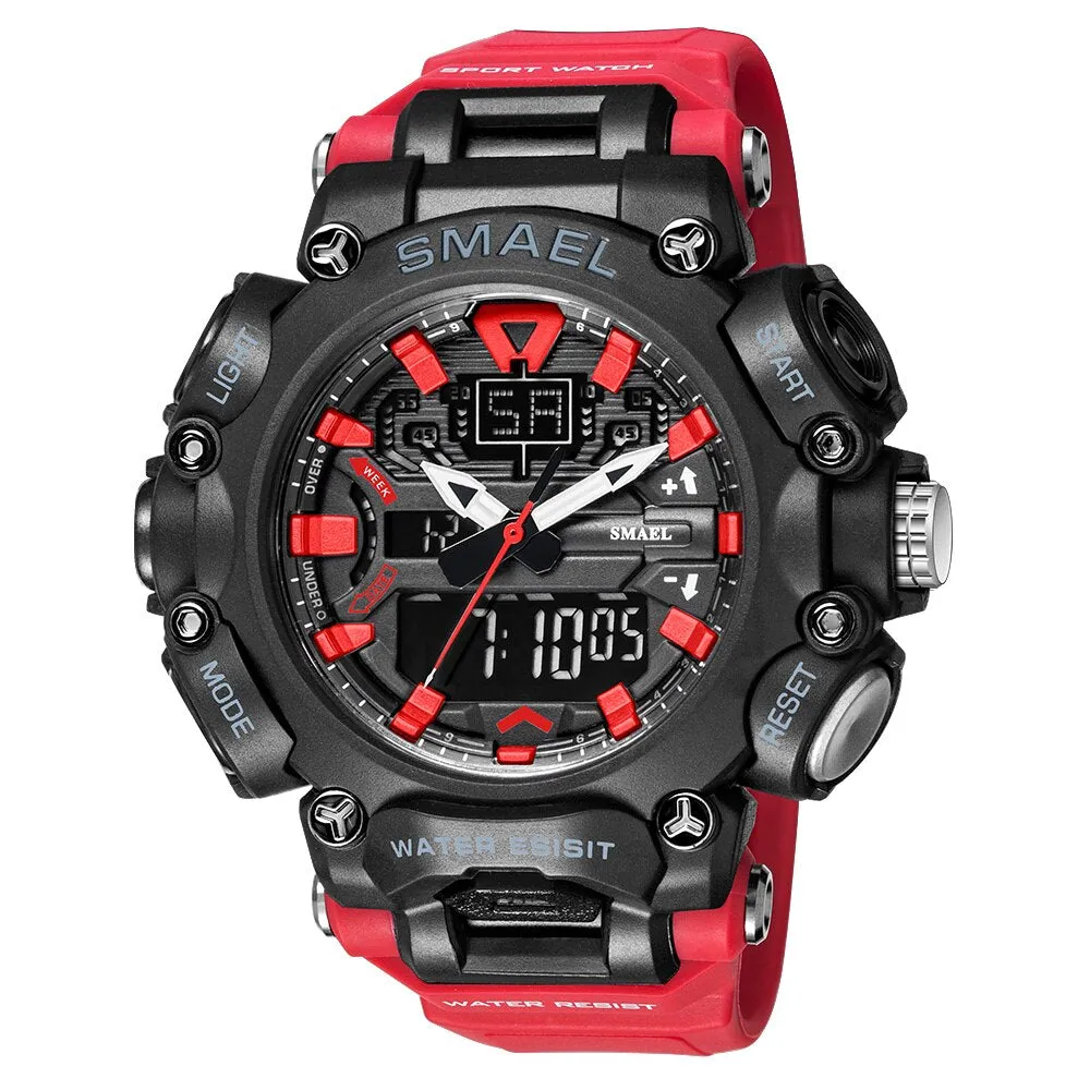 SMAEL Sports Watch Men Digital Quartz Double Display Watches  Youth Military Mens Waterproof Stopwatch Clock Male Outdoo Hour