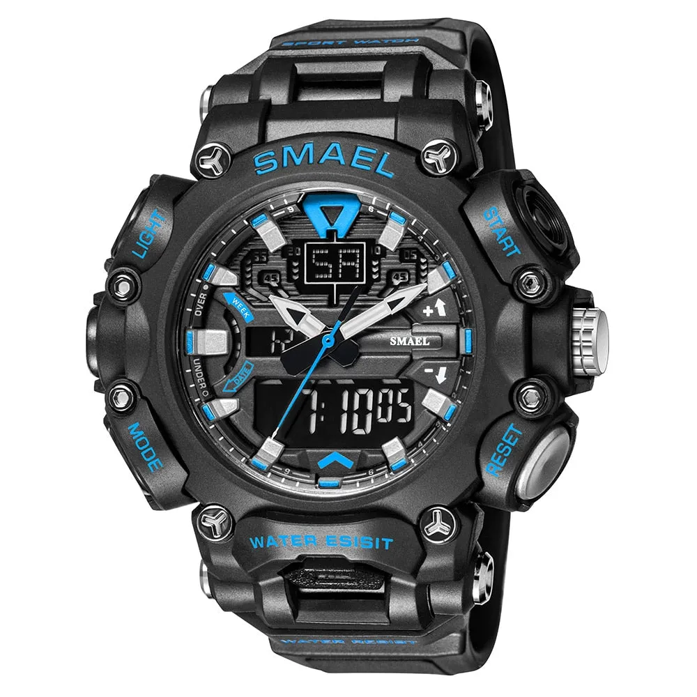 SMAEL Sports Watch Men Digital Quartz Double Display Watches  Youth Military Mens Waterproof Stopwatch Clock Male Outdoo Hour