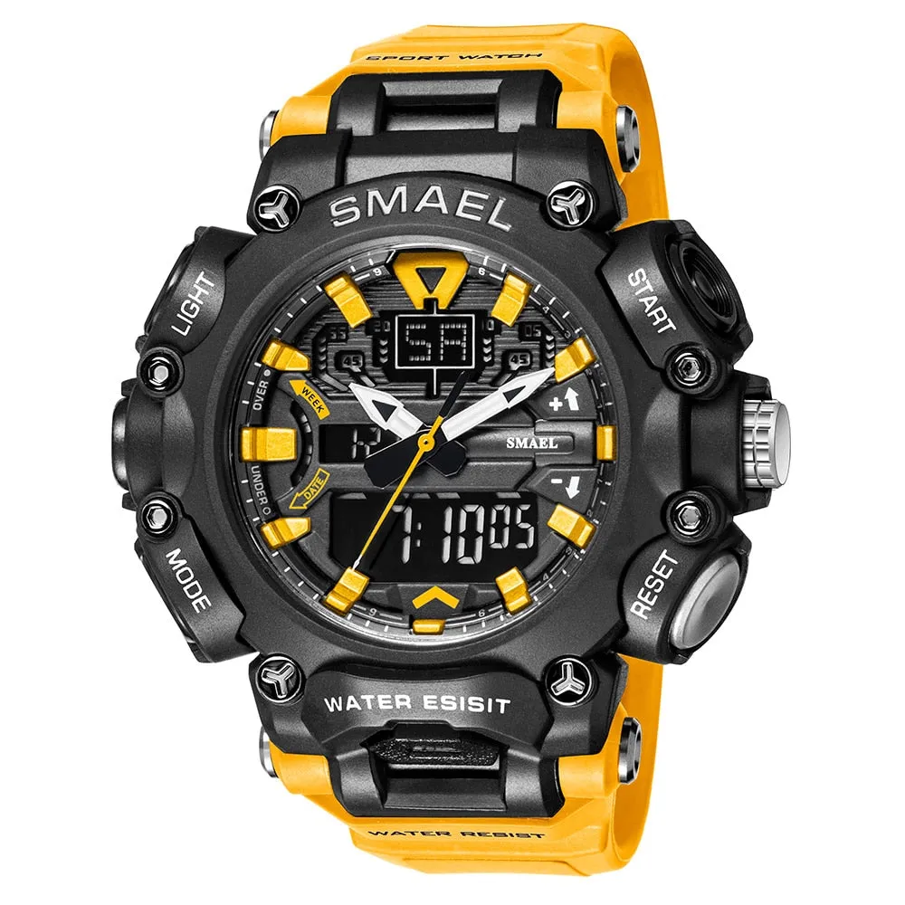 SMAEL Sports Watch Men Digital Quartz Double Display Watches  Youth Military Mens Waterproof Stopwatch Clock Male Outdoo Hour