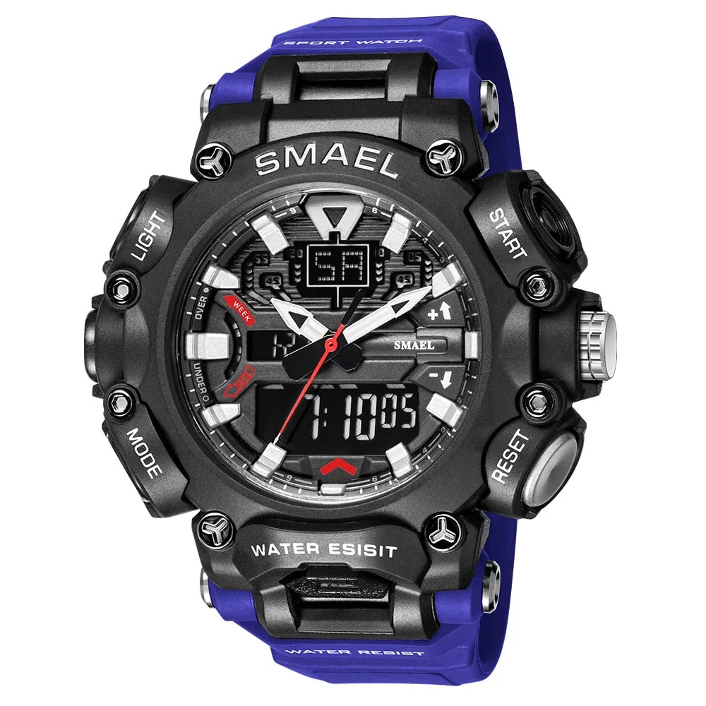 SMAEL Sports Watch Men Digital Quartz Double Display Watches  Youth Military Mens Waterproof Stopwatch Clock Male Outdoo Hour