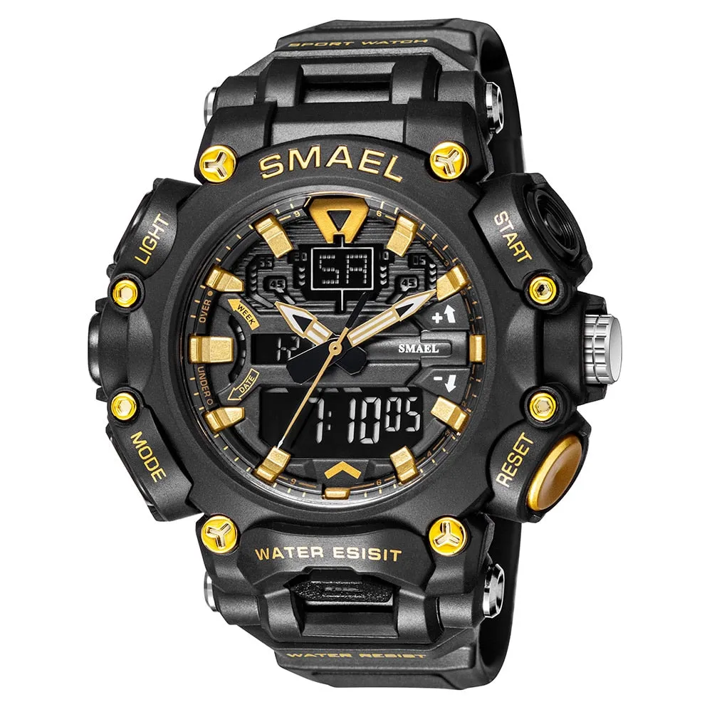 SMAEL Sports Watch Men Digital Quartz Double Display Watches  Youth Military Mens Waterproof Stopwatch Clock Male Outdoo Hour