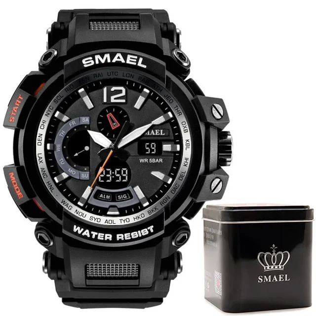 SMAEL Top Brand Luxury Sport Watch Men Digital Watches 5Bar Waterproof Military Dual Display Wristwatches Relogio Masculino 1702