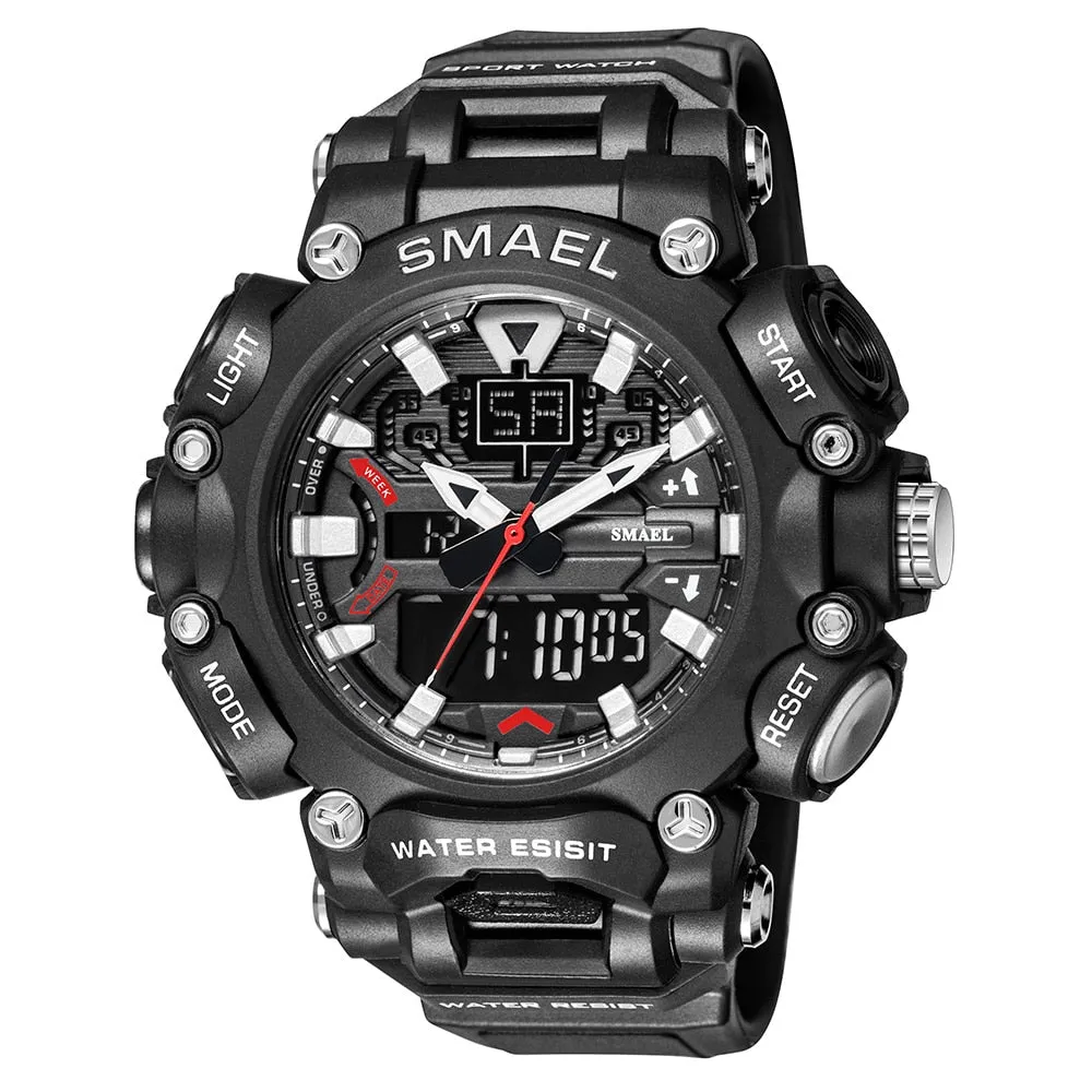 SMAEL Youth Fashion LED Digital Watch Men Alarm Shockproof Dual Wristwatches Chrono Waterproof Big Clock Mens Watches Cool Hour