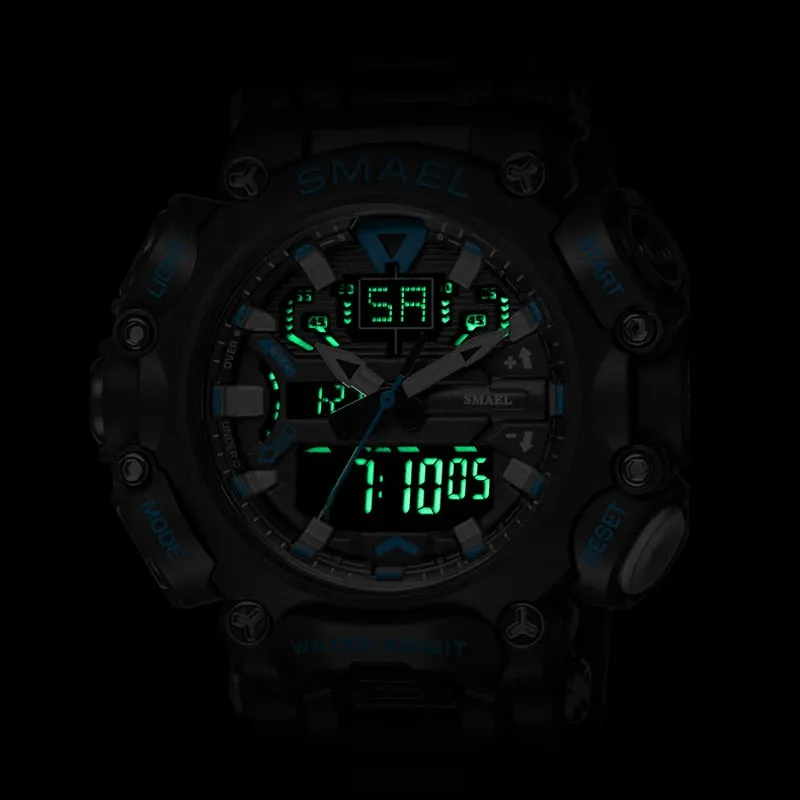 SMAEL Youth Fashion LED Digital Watch Men Alarm Shockproof Dual Wristwatches Chrono Waterproof Big Clock Mens Watches Cool Hour