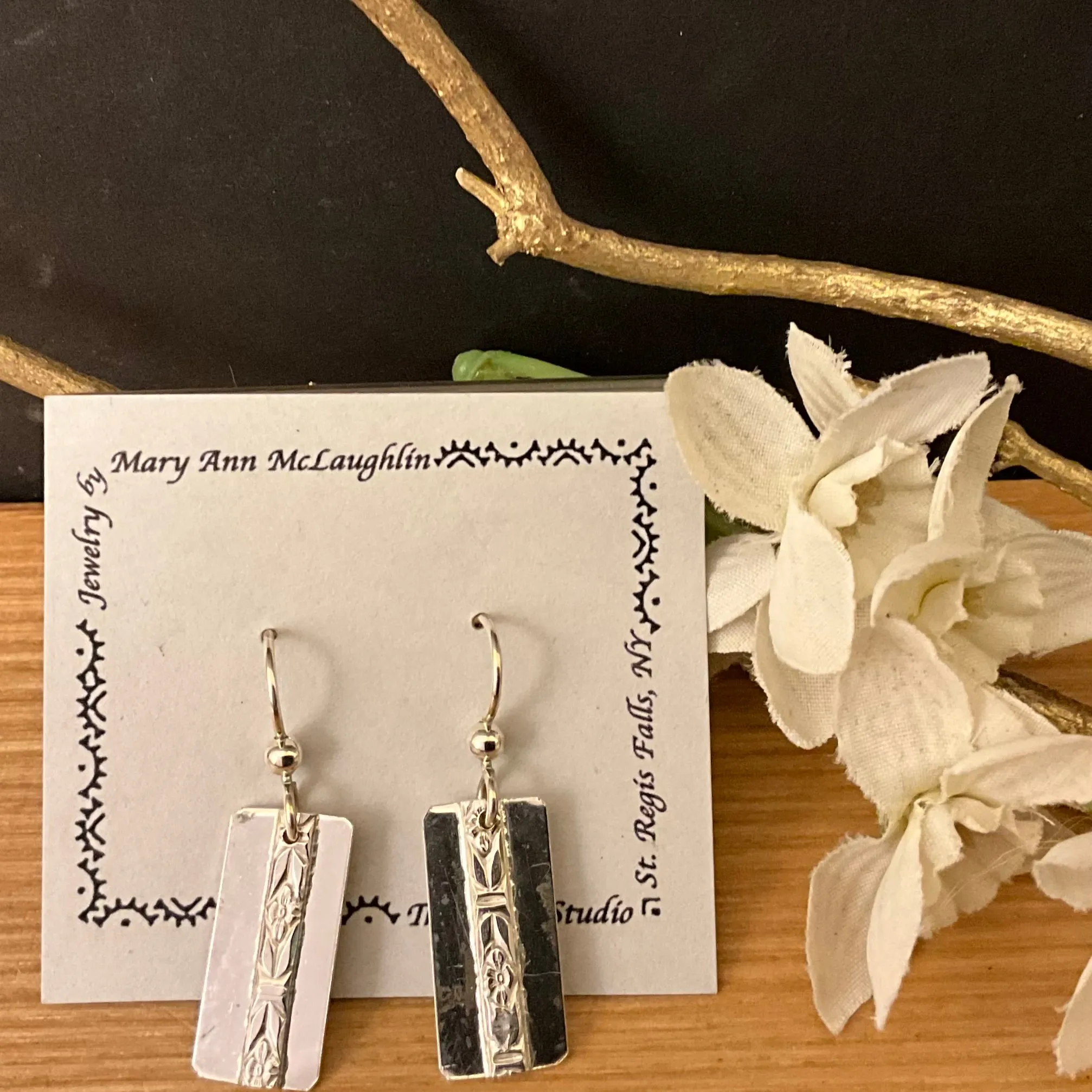 Small Applique Strip Drop Earrings