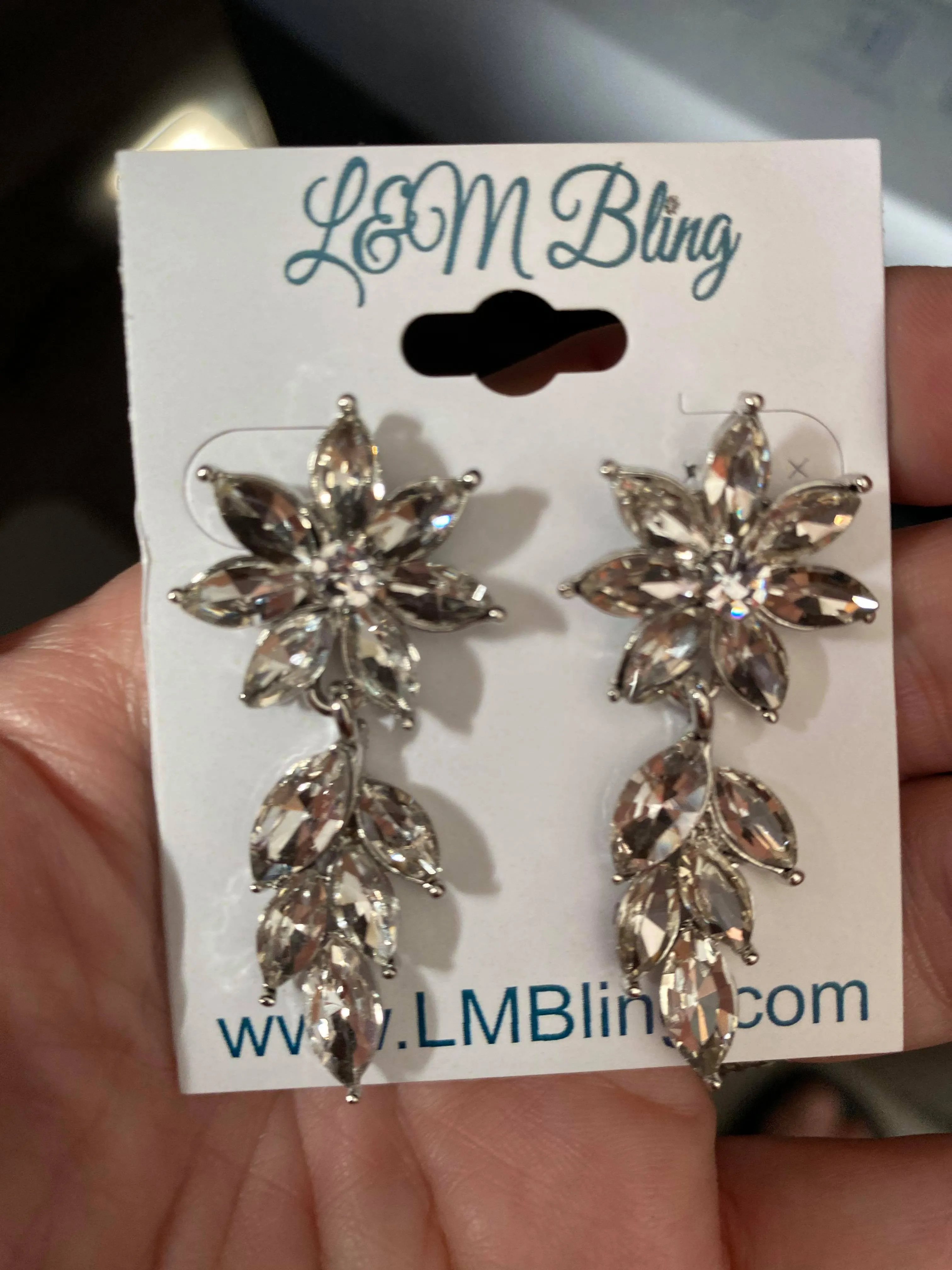 Small Clear Crystal Floral Drop Earrings | GE1372CLRH