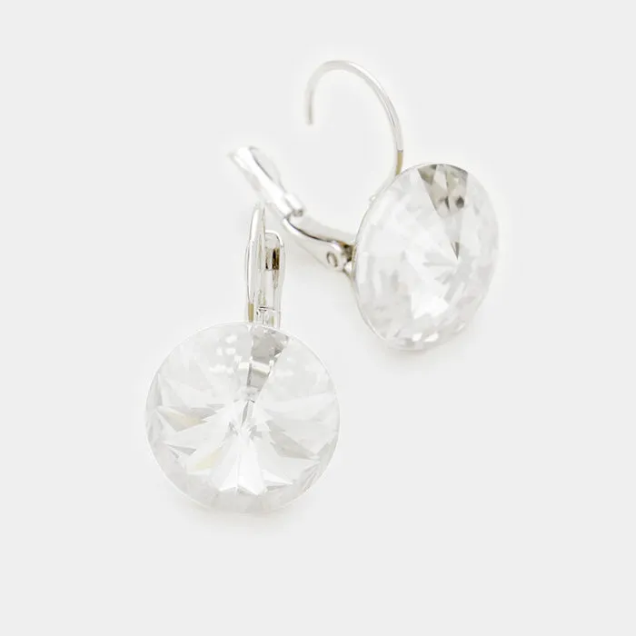 Small Clear Genuine Austrian Crystal Drop Earrings | 0.6" x 0.8" | 340717