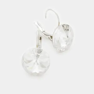 Small Clear Genuine Austrian Crystal Drop Earrings | 0.6" x 0.8" | 340717