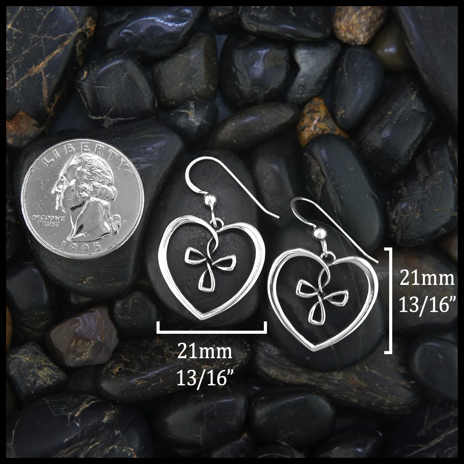 Small Cross My Heart Drop Earrings