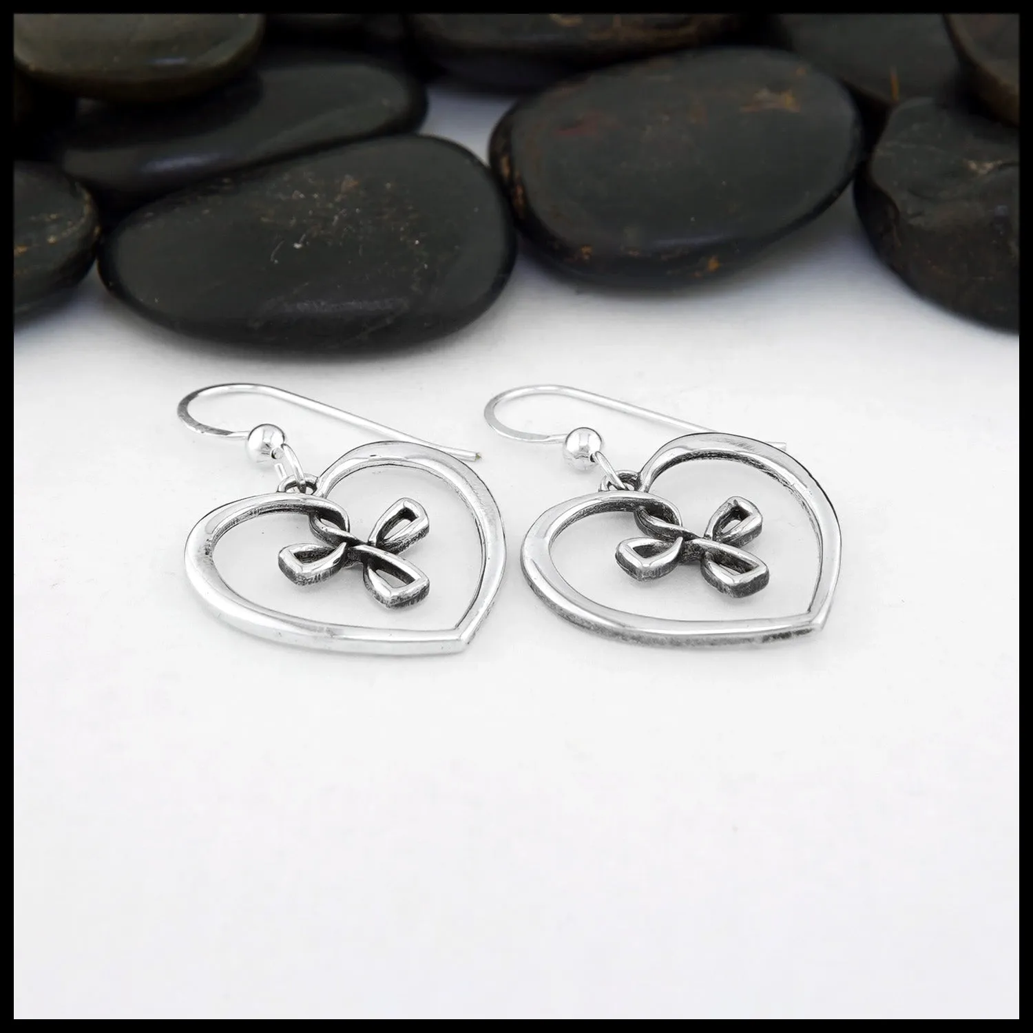Small Cross My Heart Drop Earrings