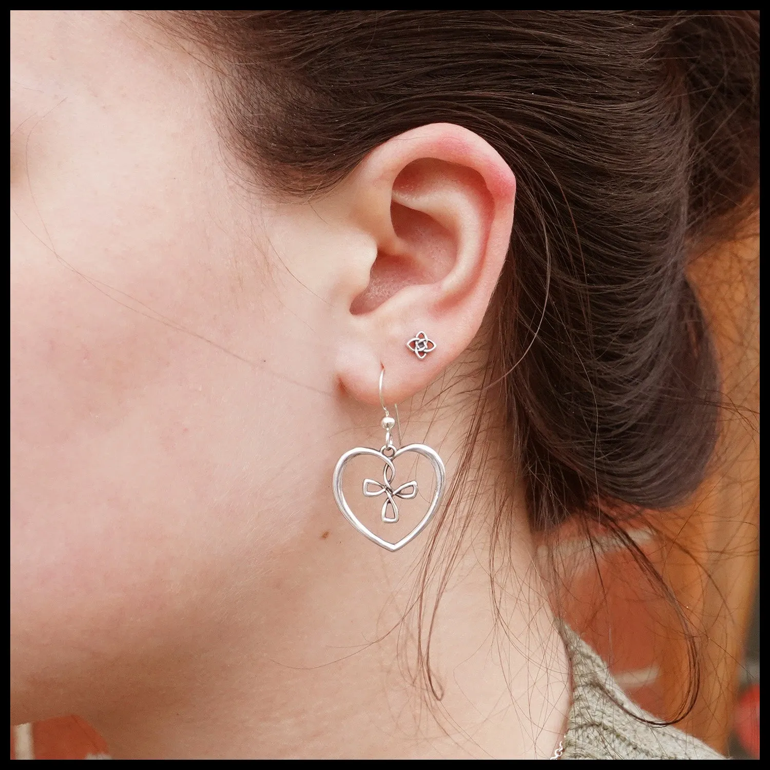 Small Cross My Heart Drop Earrings