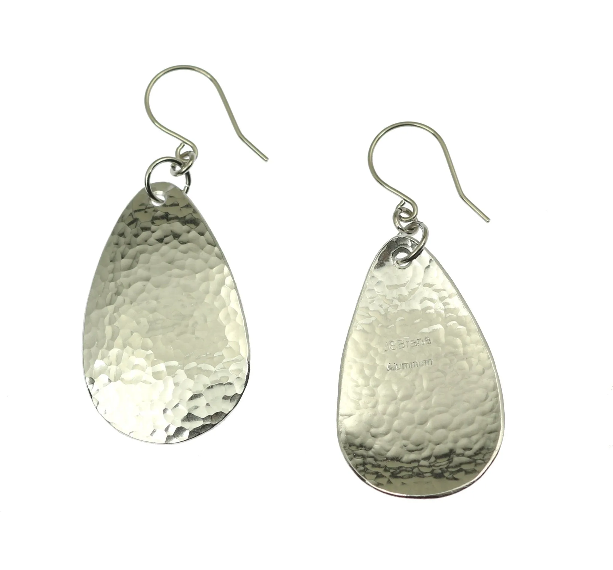 Small Hammered Aluminum Tear Drop Earrings