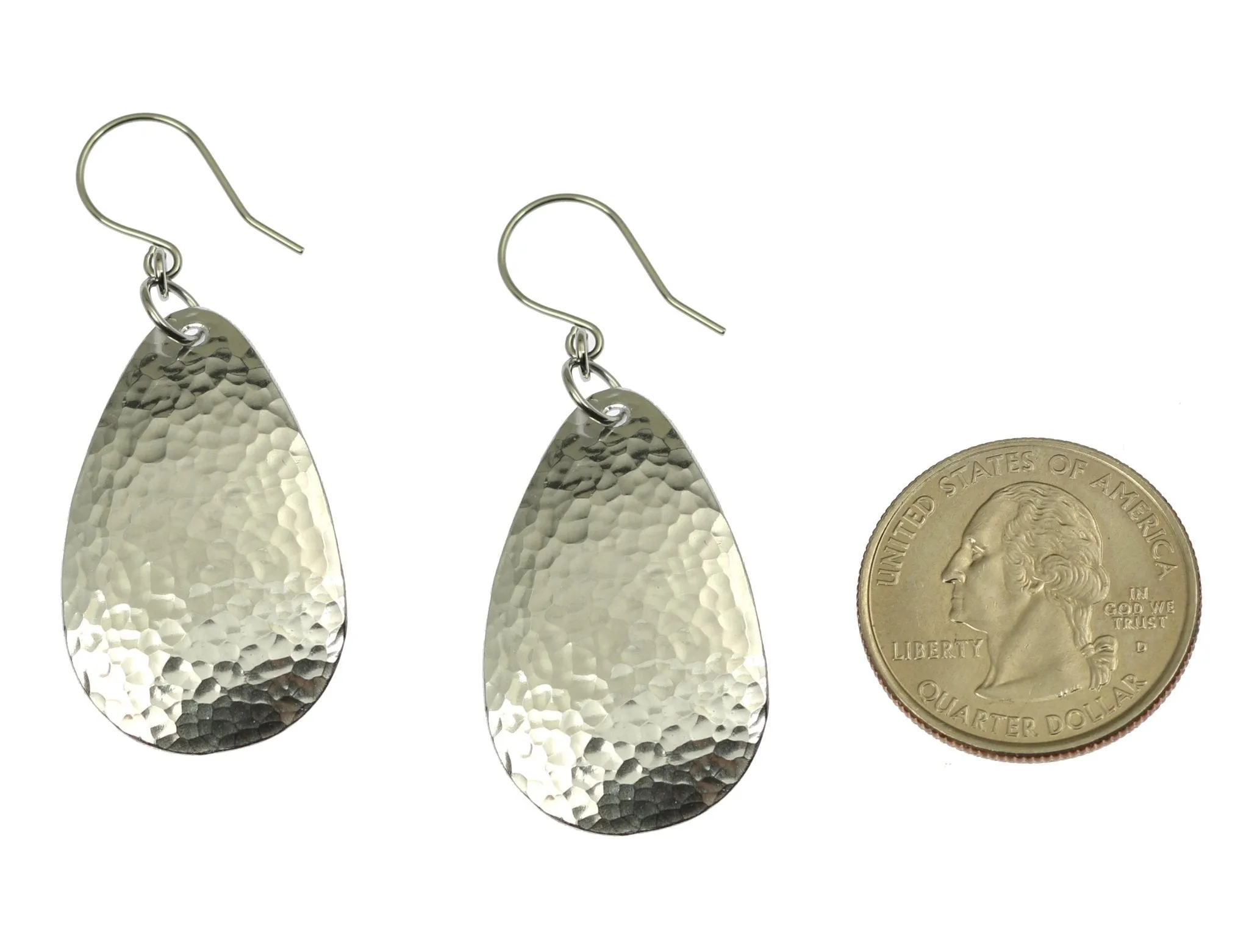 Small Hammered Aluminum Tear Drop Earrings
