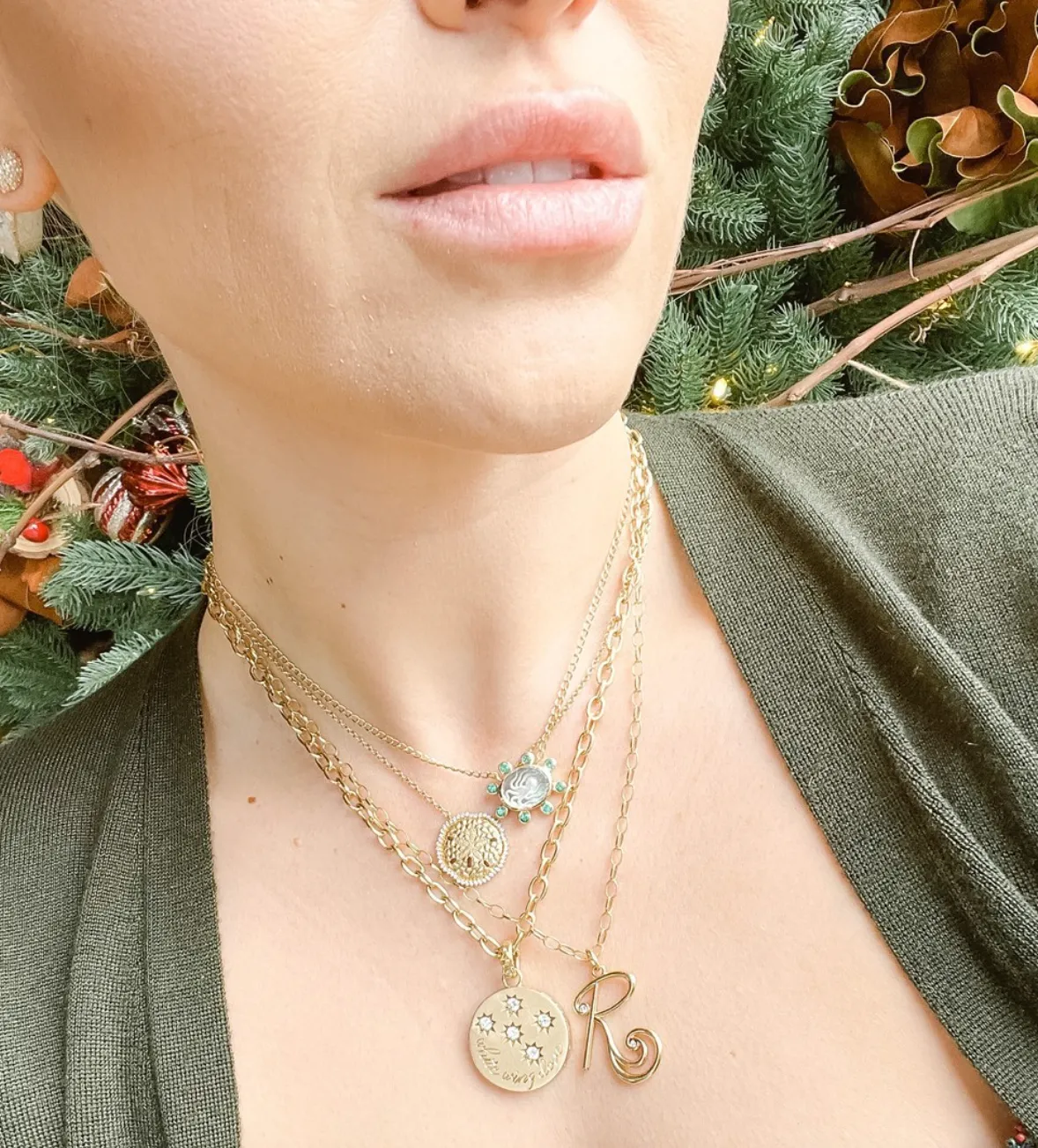 Small Octopus Caspian Necklace - Grey Mother-of-Pearl and Deep Sapphire