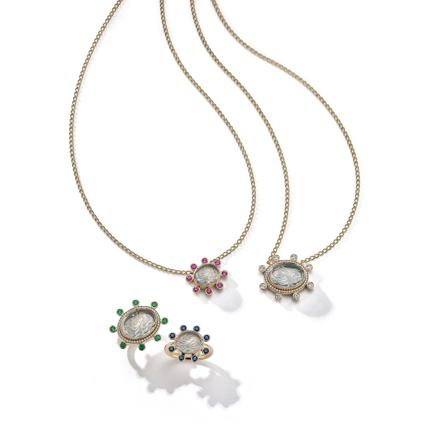 Small Octopus Caspian Necklace - Grey Mother-of-Pearl and Deep Sapphire