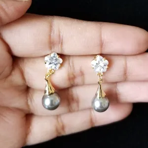 Small Pearl Drop AD Earrings S15