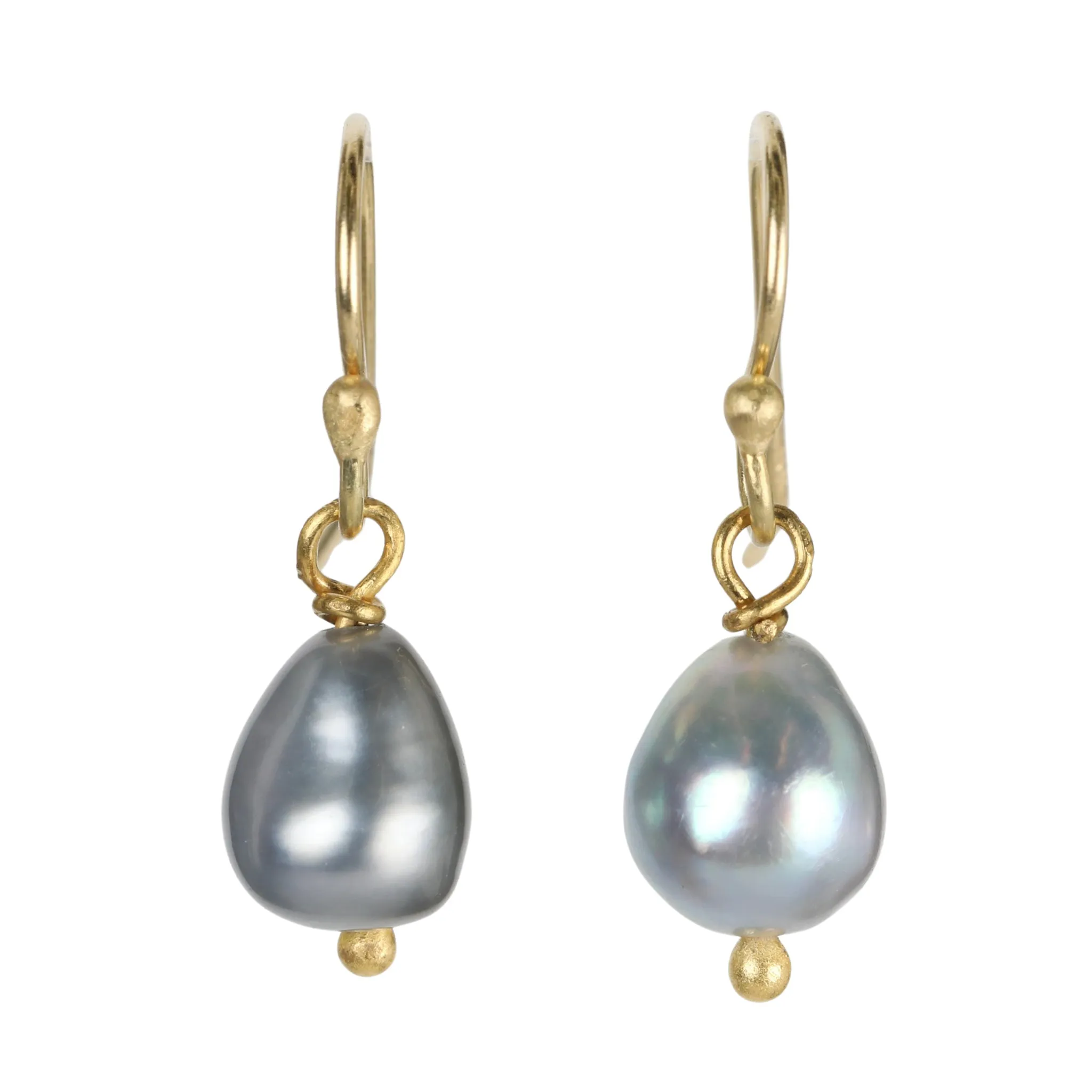 Small Silver Keshi Pearl Drop Earrings