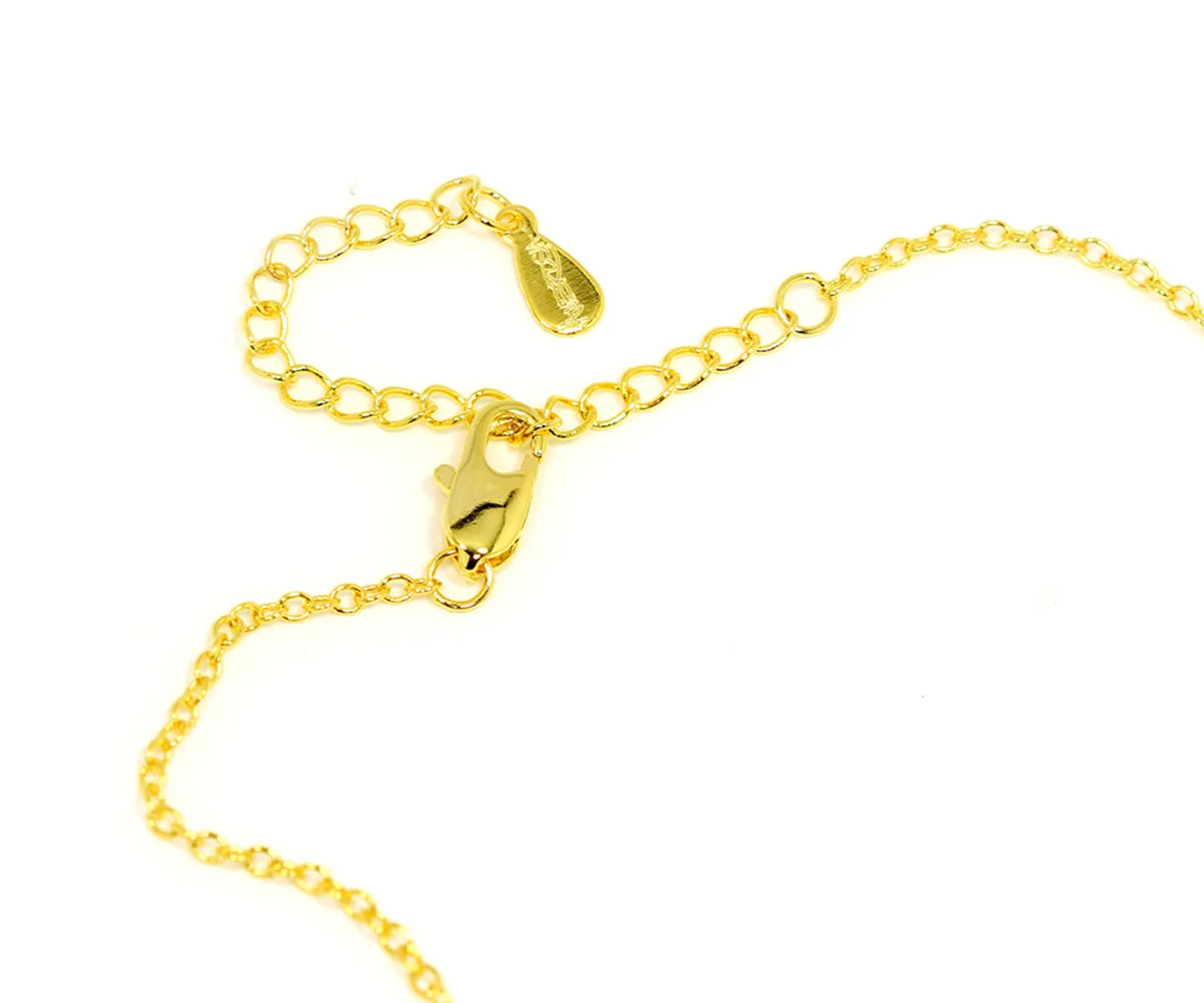 Small Square Pavé Crystal Gold Necklace