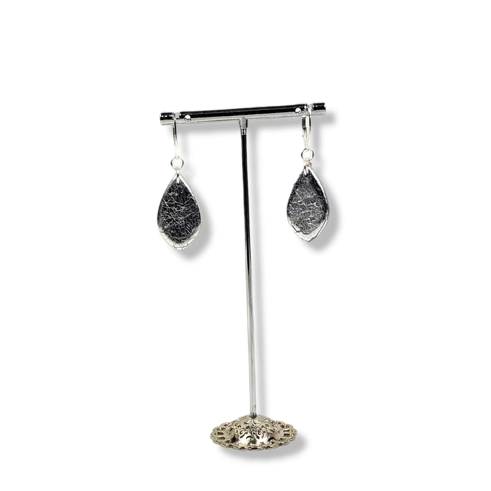 Small Tear Drop Dangle Earring - Chrome