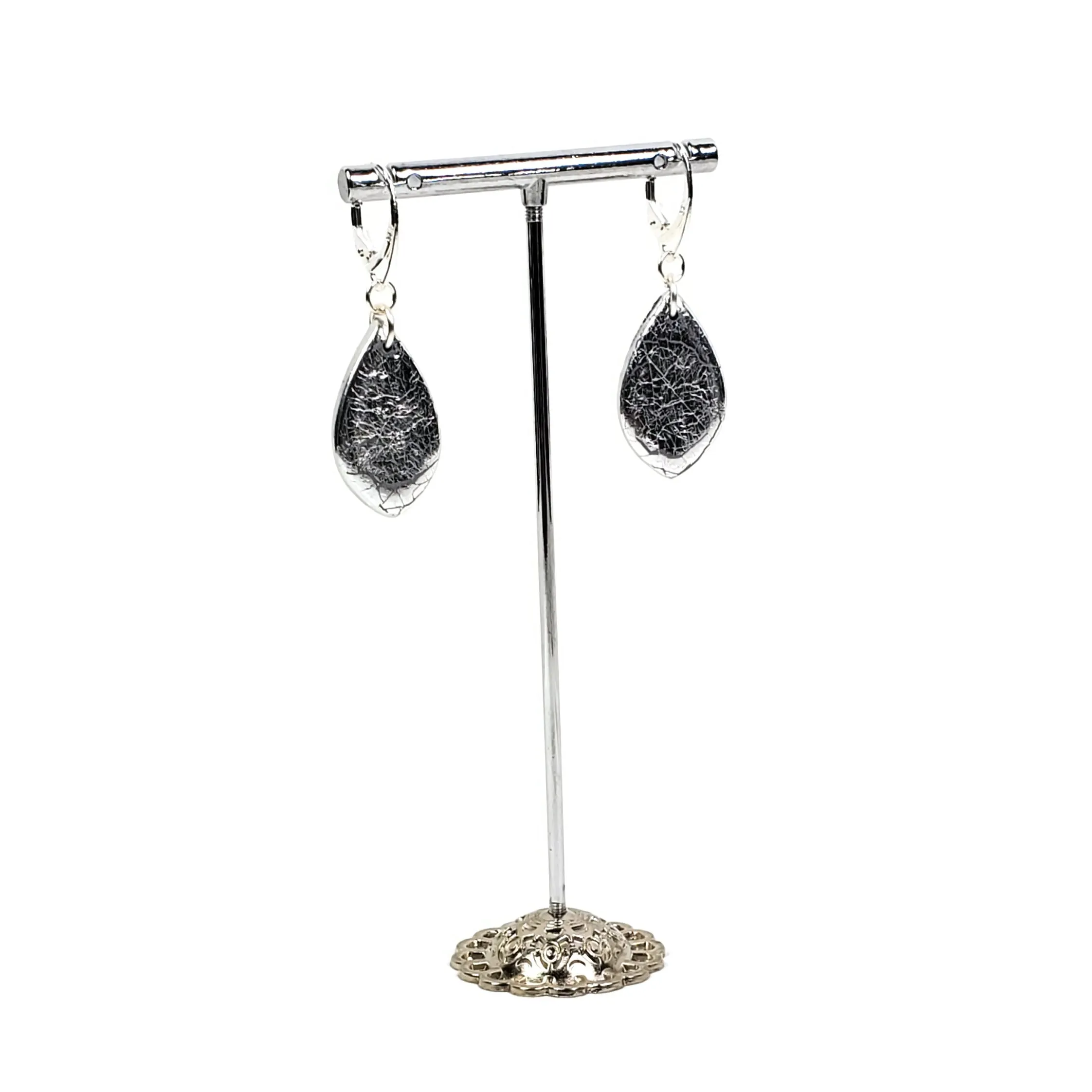 Small Tear Drop Dangle Earring - Chrome