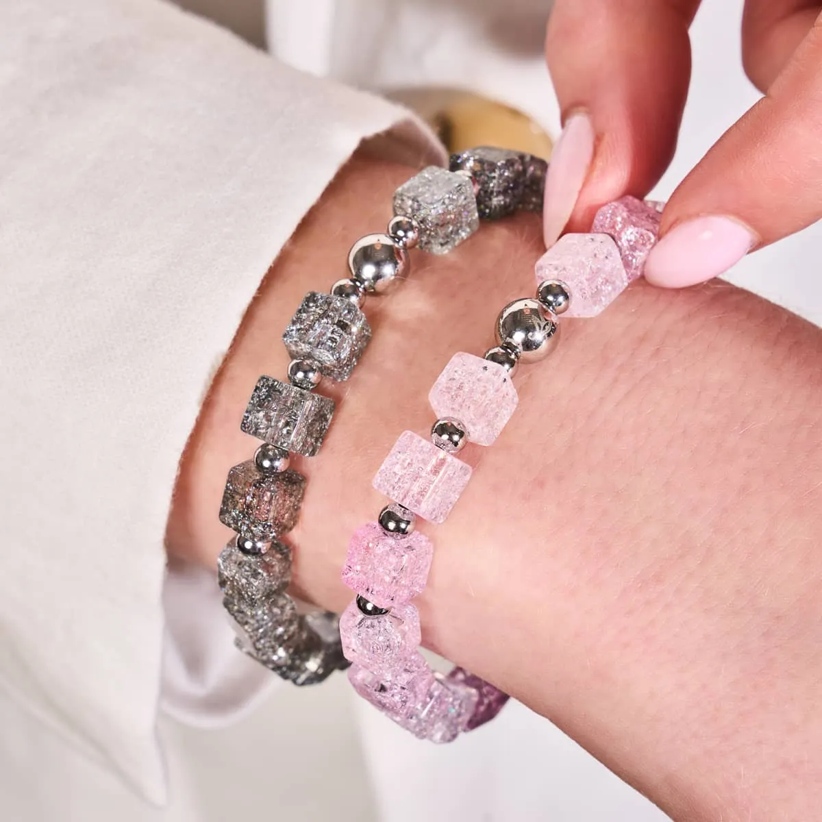 Smokey | Glitter Glass | Sugar Cube Bracelet
