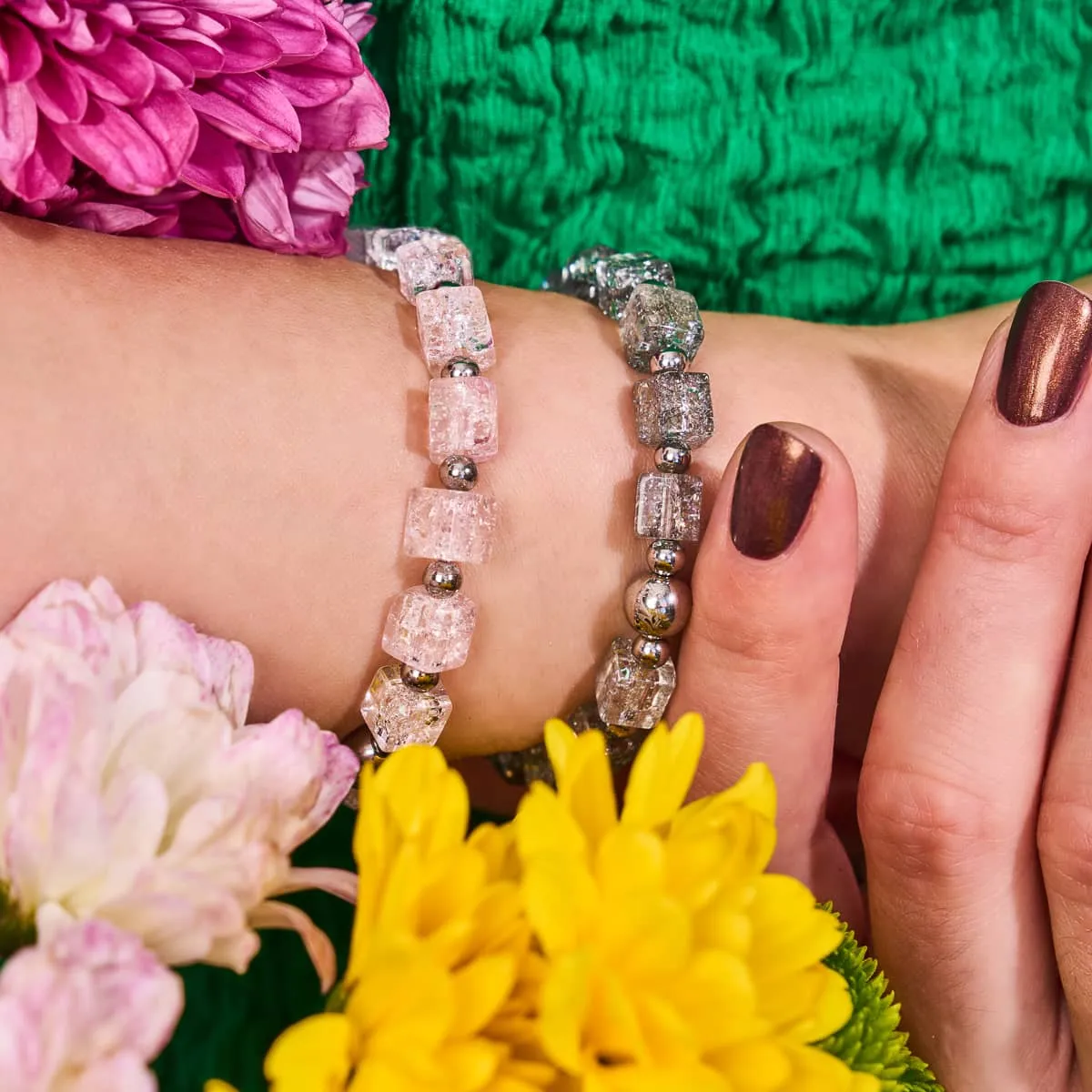 Smokey | Glitter Glass | Sugar Cube Bracelet