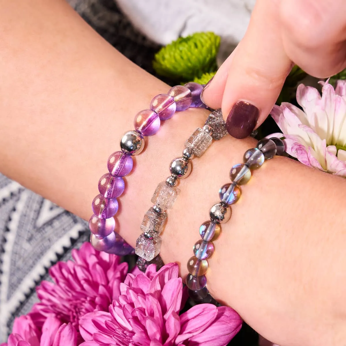 Smokey | Glitter Glass | Sugar Cube Bracelet