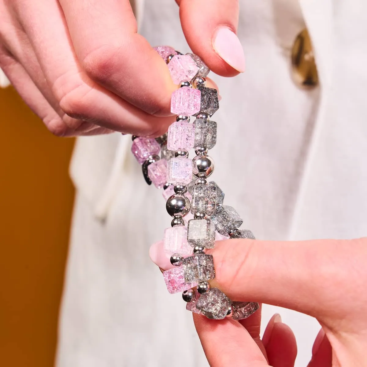 Smokey | Glitter Glass | Sugar Cube Bracelet