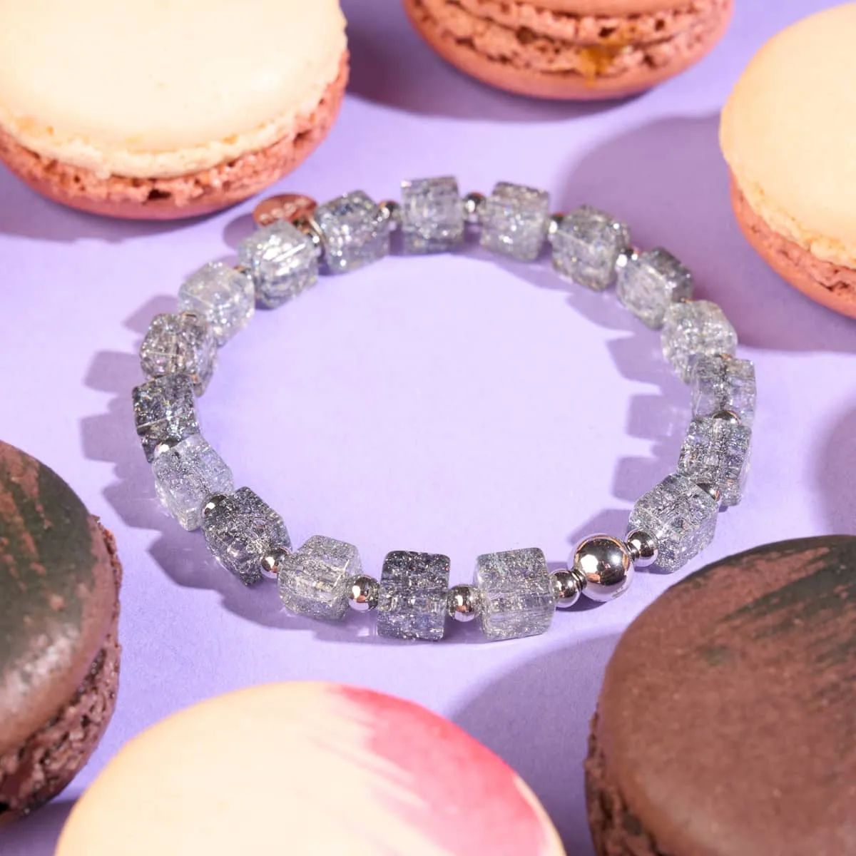 Smokey | Glitter Glass | Sugar Cube Bracelet