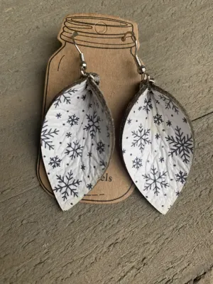 Snowflake Leather Earrings