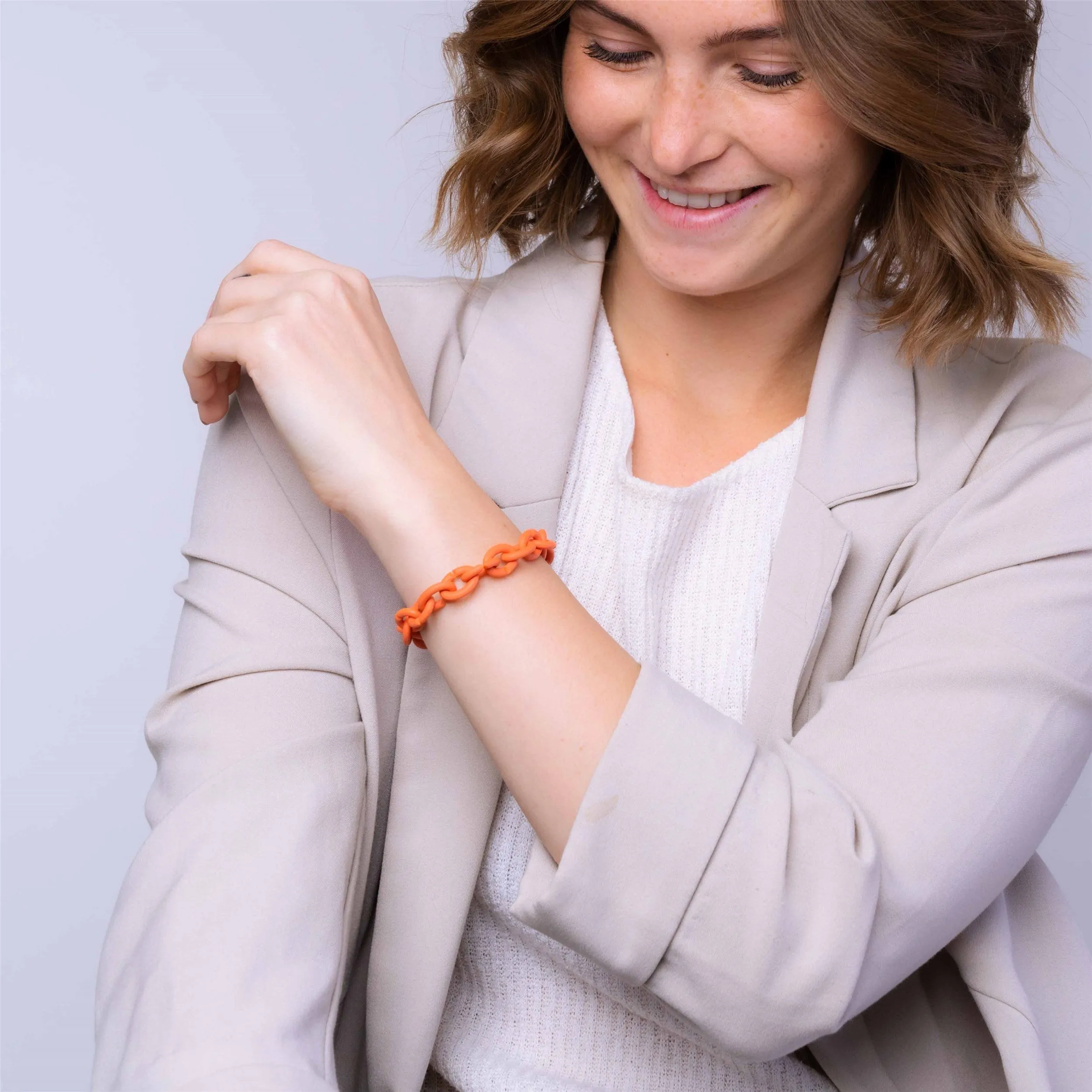 Soft Apricot Silver Bracelet