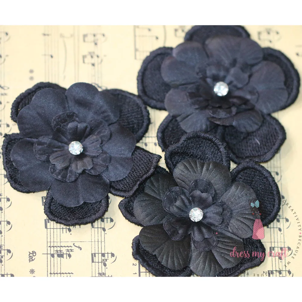 Soft Fabric Flower - Black