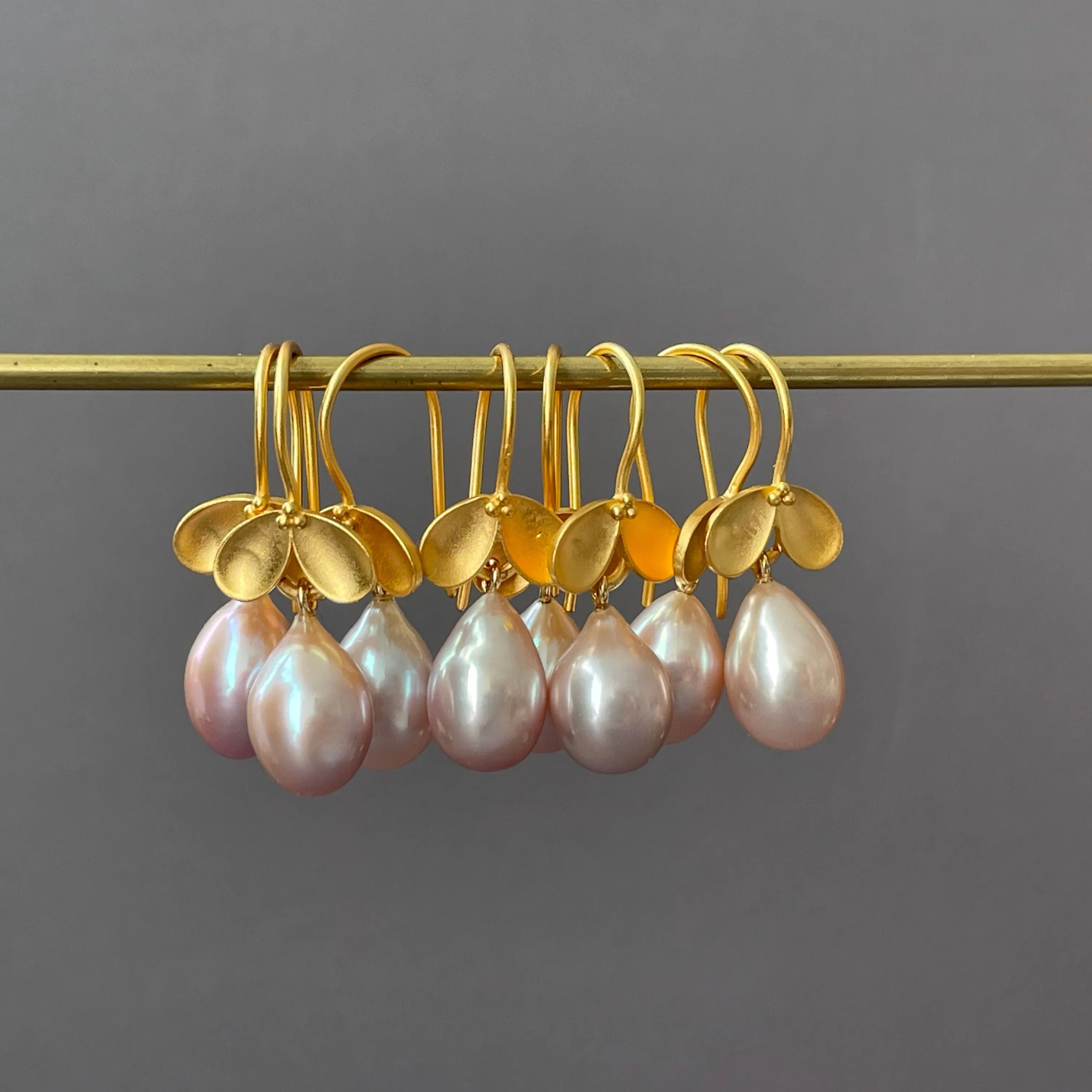 SOFT PINK FRUITING PEARL DROP EARRINGS