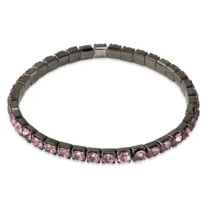 Soft Pink Glass Elastic Tennis Bracelet (Not Sterling Silver)